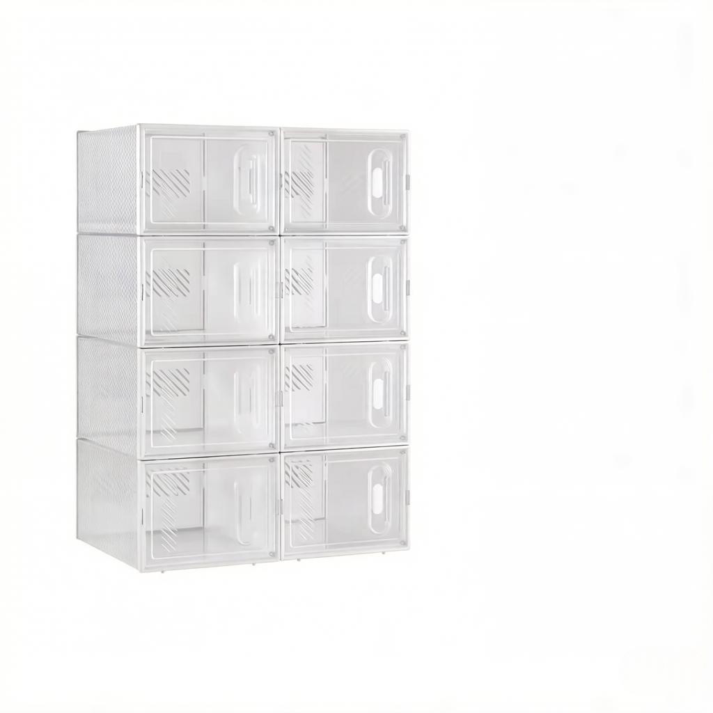 Shoe Storage Box,Stackable Storage Box,Modular Shoe Rack,Bookshelf,Toy Organizer,Wardrobe,Bathroom Cabinet(only with 8Pcs Storage Box)