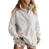 Womens Loose Half Button Collar Long Sleeve Casual Sweatshirt