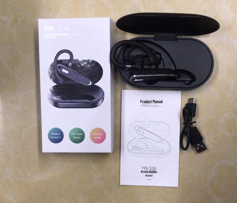 YYK-530 Noise-Cancelling Bluetooth Earphone for Food Delivery: Single Ear, Business-Grade, In-Ear Design