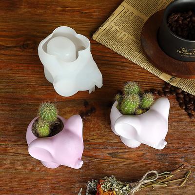 Elephant Shape Silicone Planter Pot Mold Diy Cactus Succulent Planters Mould Gypsum Clay Epoxy Resin Vase Molds