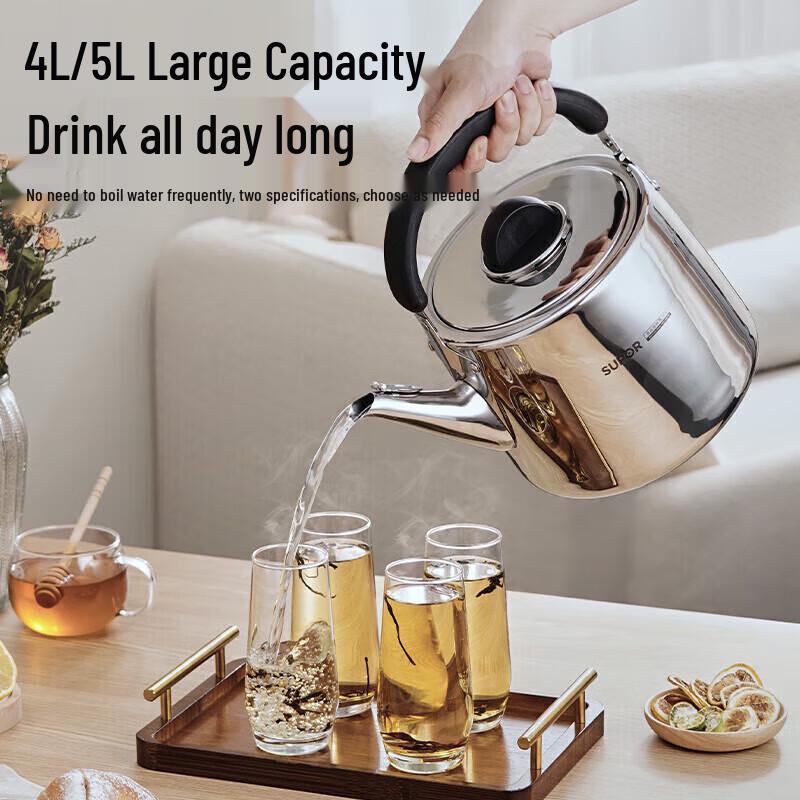 Supor 5L 304 Stainless Steel Whistling Kettle for Gas Stoves