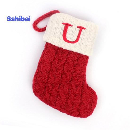 Christmas Sock Ornament with Lanyard Large Capacity Rich Color Classic Letter Design Stocking Hanging Decoration