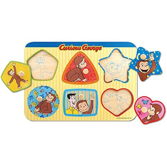Witthart Curious George Wooden Shape Matching Puzzle VG6