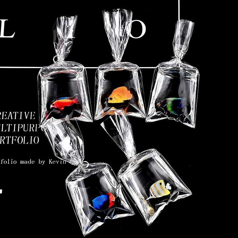 1 st Harts guldfisk berlocker liten fisk i vatten påse hänge för nyckelring DIY