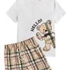 Lüks Çocuk Yaz Spor Giyim Tişört Şort 2 Parça Retro Set Moda Giyim Seti Sokak Giyimi Ayı Desenli 3D Baskı Stil