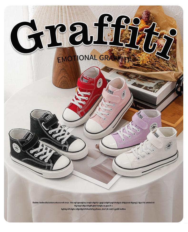 Kids' Unisex Canvas Shoes - Winter 2025 Style, Round Toe, High/Low Top, Soft Sole Board Sneakers for Students