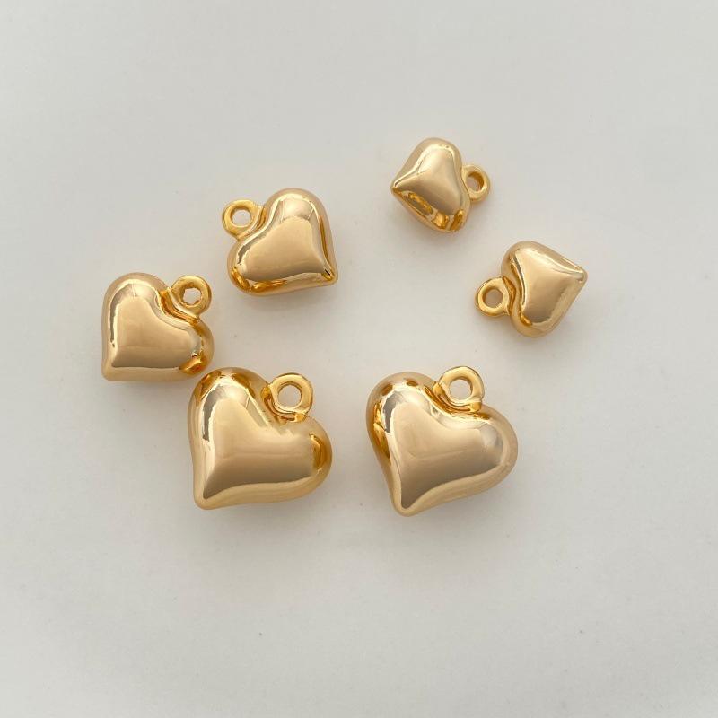 14k Gold Plated Heart-Shaped Copper Pendant Jewelry Accessory 10mm