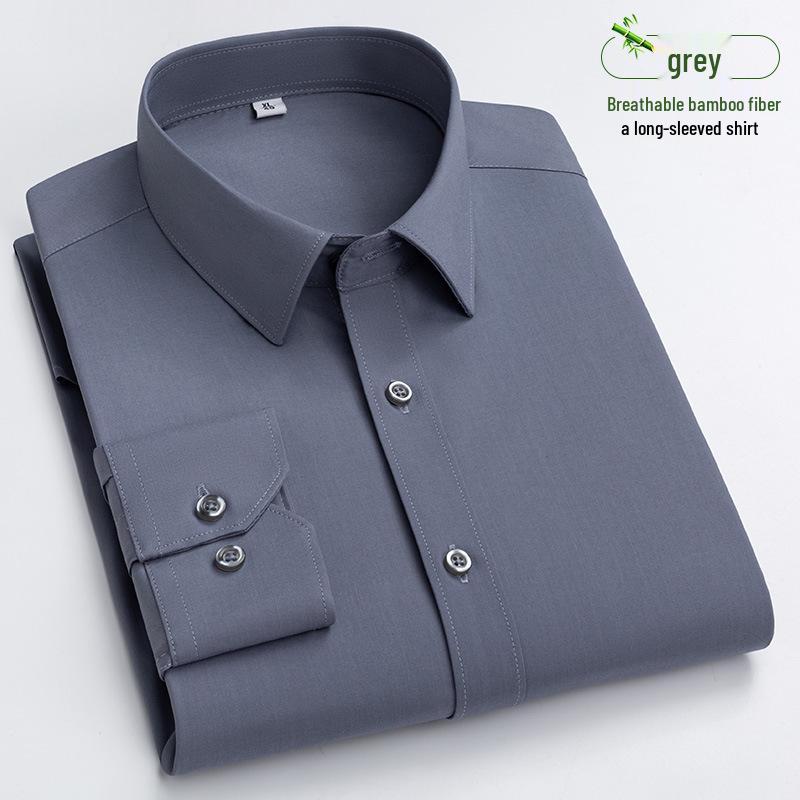 Herren Ziegelrot Bambusfaser Hemd - Business Casual Langarm Eckkragen Strickjacke