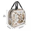 Mayan Aztec Hunab Ku Pastel Gold Thermal Insulated Lunch Bags Women Resuable Lunch Container School Children Storage Food Box