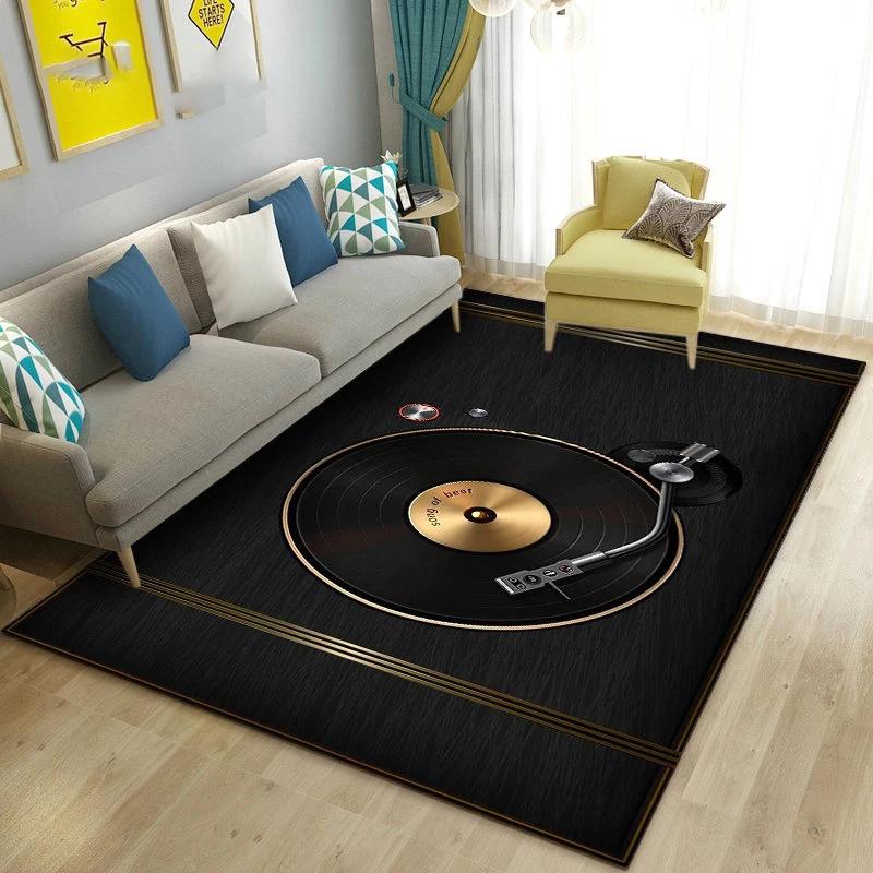 3D Vintage Classical Music Vinyl Record Area Rug Carpet Living Room Decor Bedroom Sofa Carpets Bedside Non-slip Mat Doormat