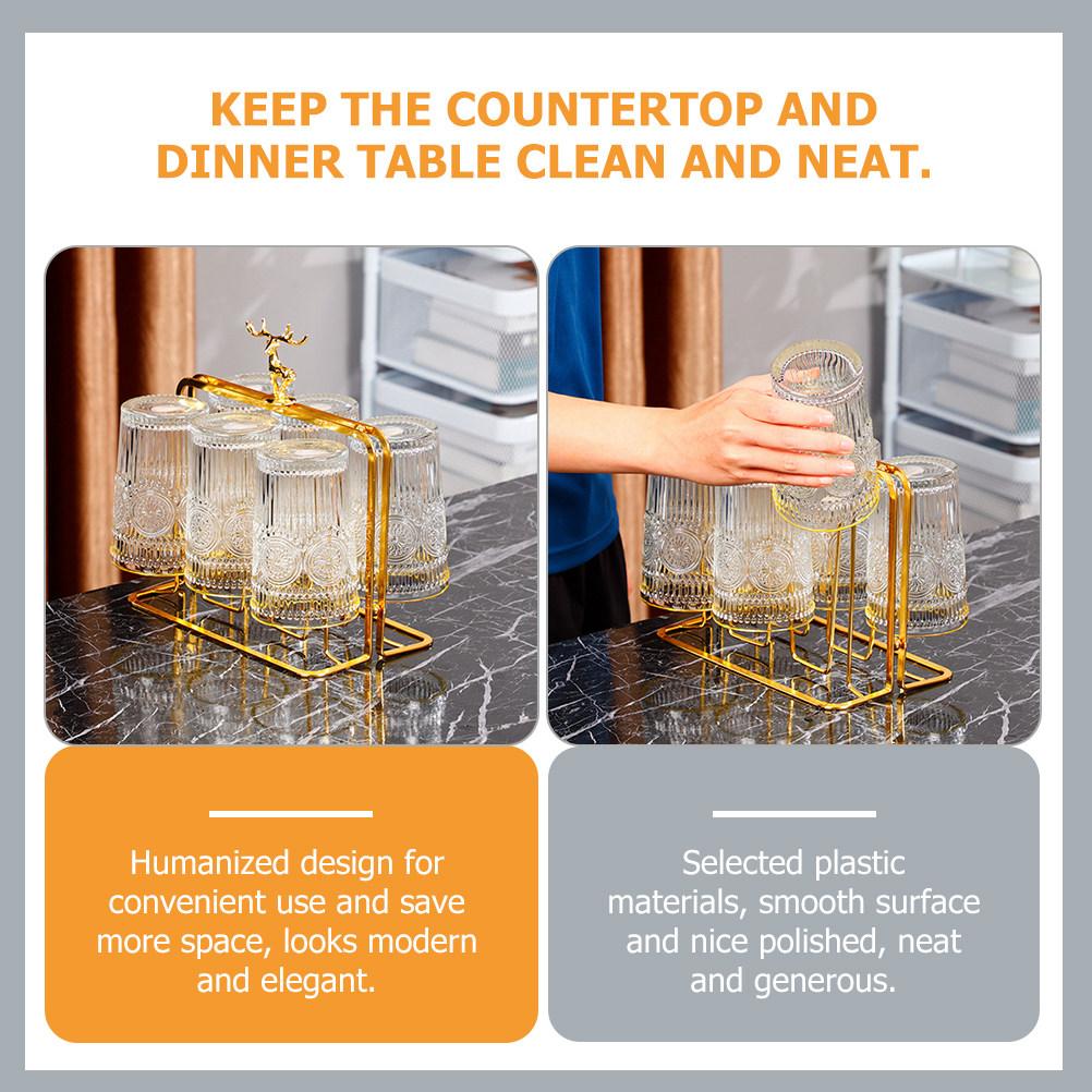 Plastic Cup Storage Holder Kitchen Cup Drainer Stand Bottle Dish Drainer Polished Surface Space Saving Cups Organizer