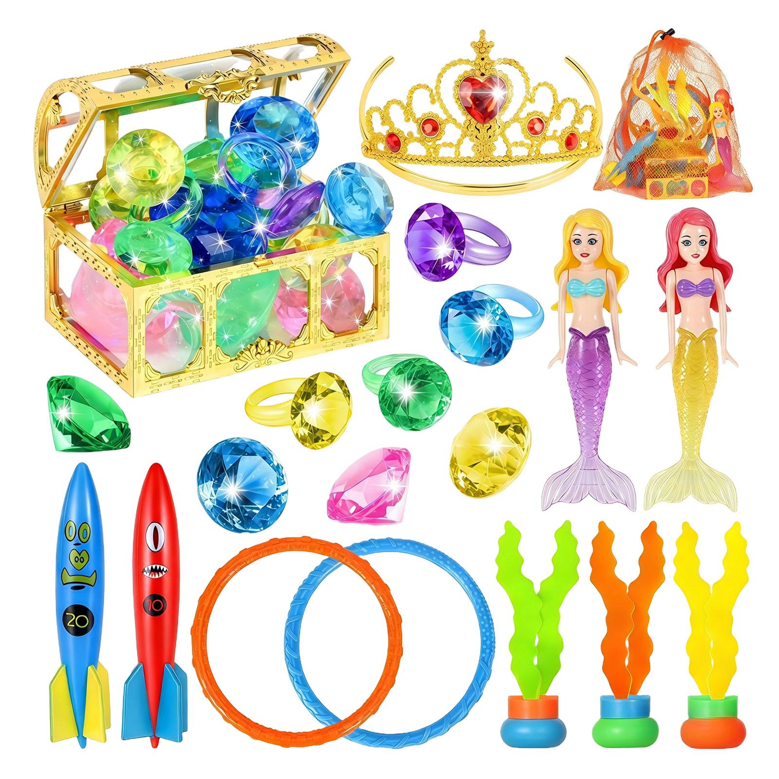 Treasure Chest Children s Swimming Pool Diving Treasure Hunting Water Play Toy Set One Size