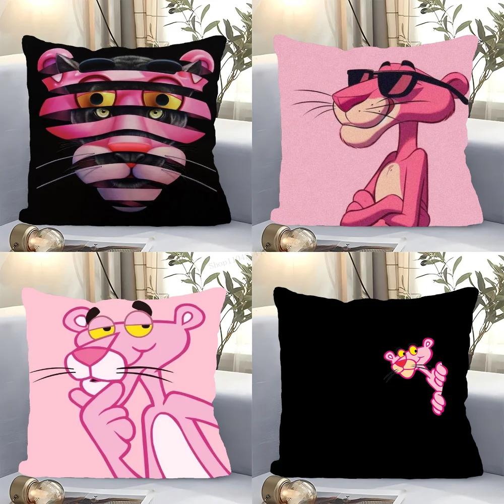 1Pc Pink Panther Pillow Case Square Pillow Bedroom Sofa Leisure Comfort Cushion Car Living Room Home Decoration