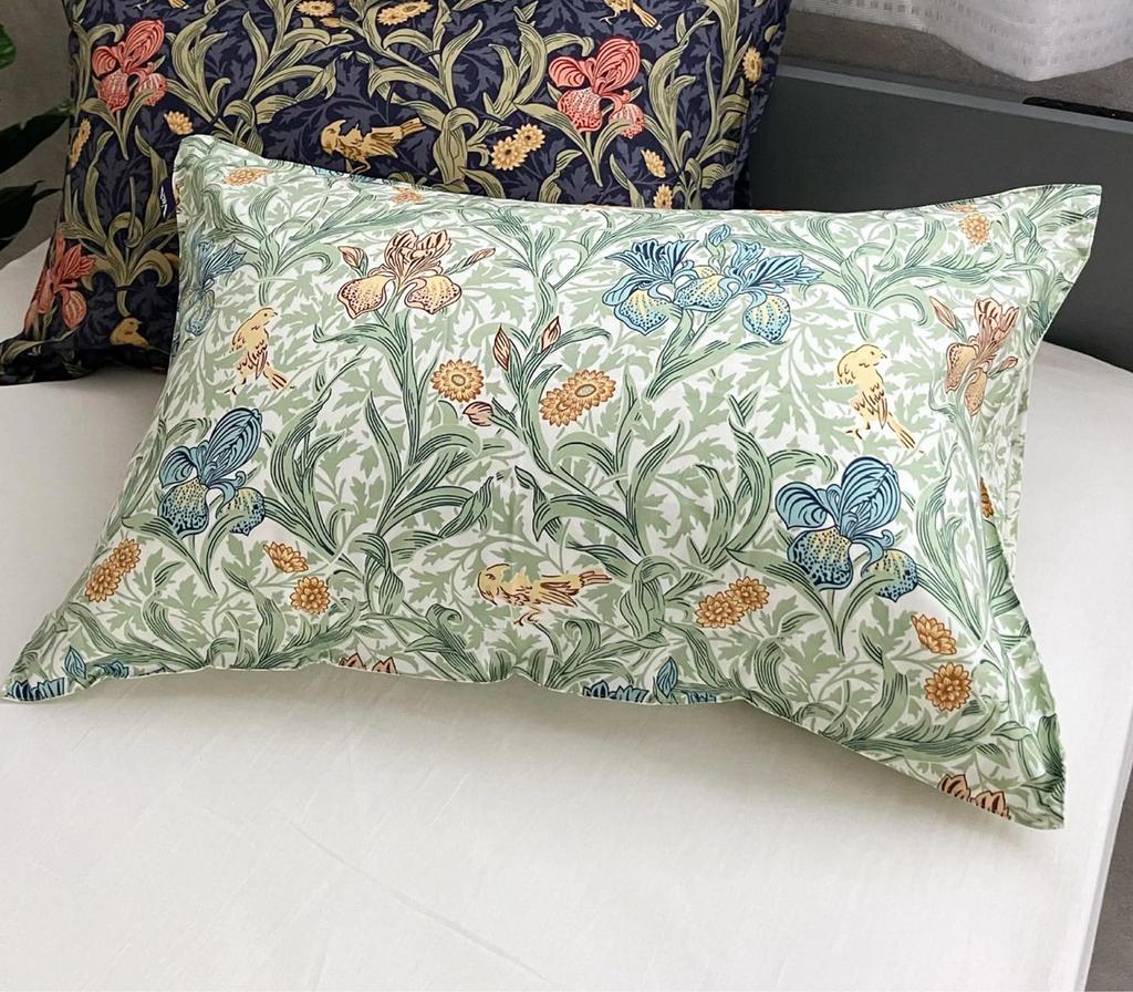 Romance Kosugi Pillowcase (70 X 50 Cm), Green, V&A (Victoria & Albert Museum) "Iris," Made In Japan