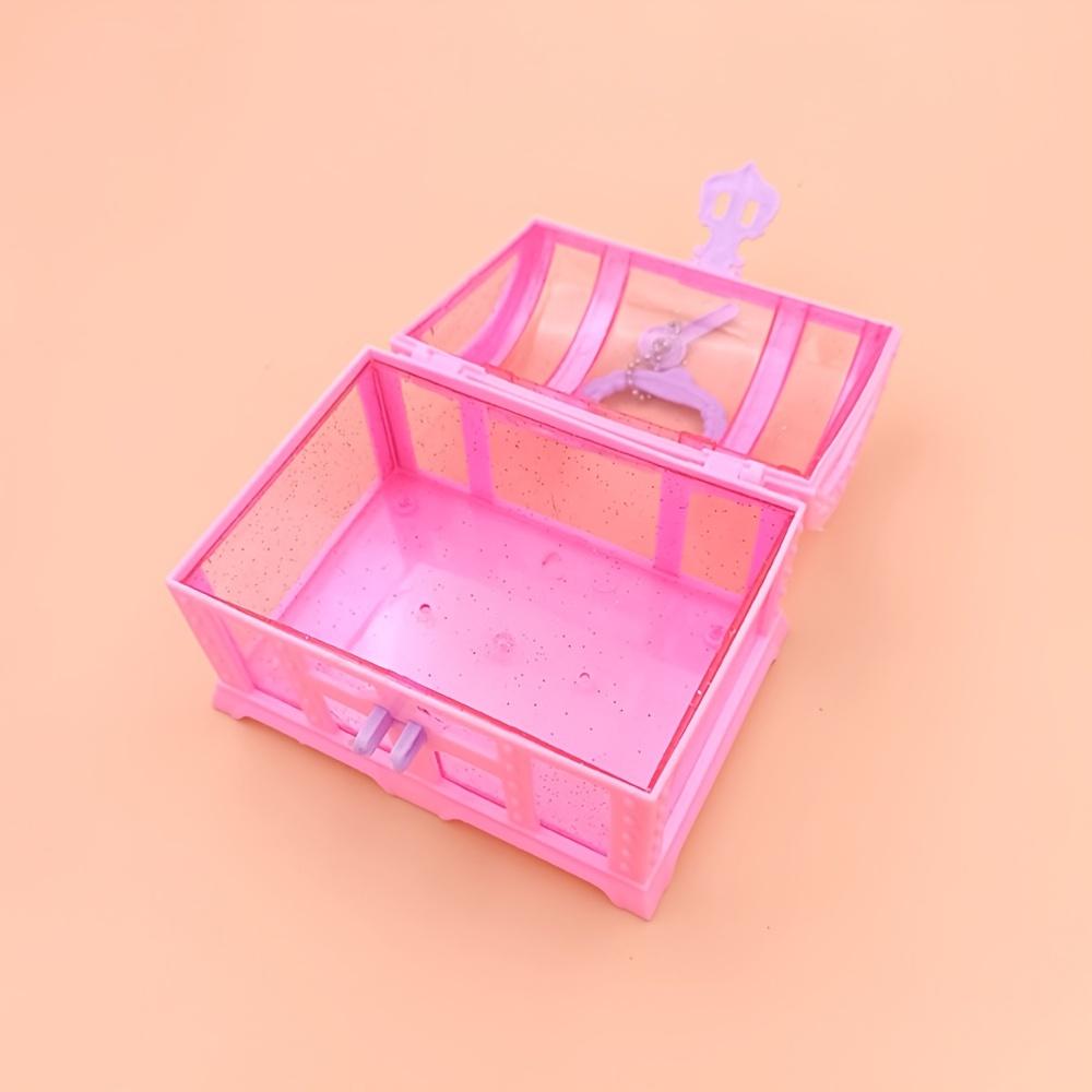 1 buc Cutie de Machiaj Drăguță Roz/Mov, Cutie de Jucării din Plastic cu Lacăt, Cufăr cu Comori Cutie pentru Bijuterii, Cutie Ornament Decorativă Fete Dressing
