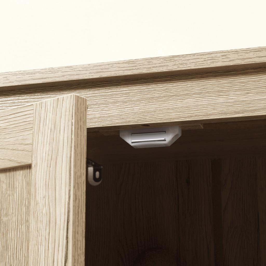 4-Door Kitchen Cabinet with Adjustable Shelves and Raised Base in Wood 80x40x182cm