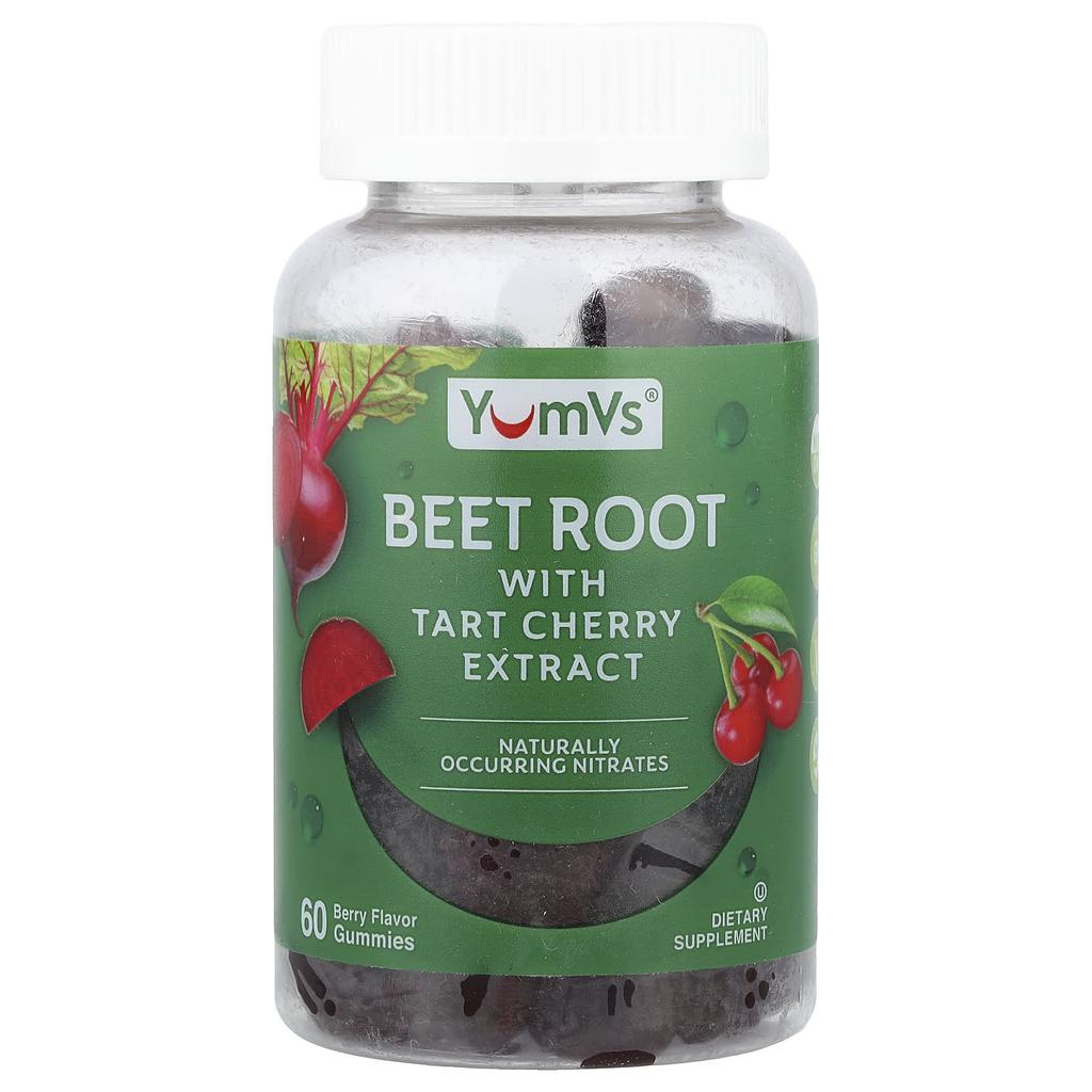 YumVs, Beetroot Tart Cherry Extract Gummies, Berry, 60 Gummies