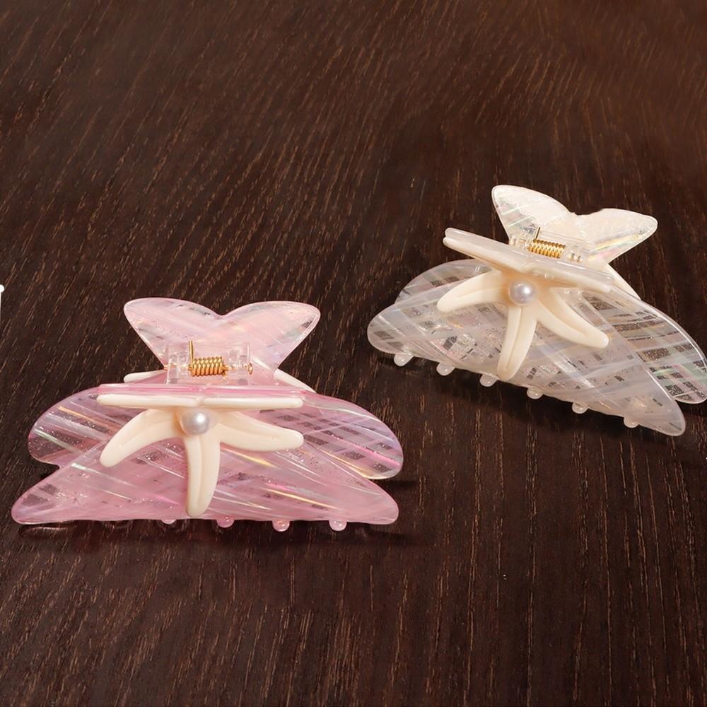 Colorful Starfish Hair Grab Large Acrylic Shark Clip Cute Pearl Hair Claw Back Head