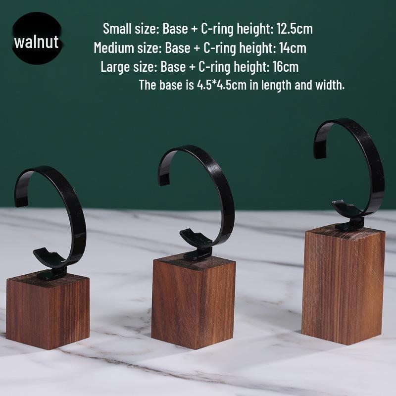 Walnut and Beech Wood Watch and Bracelet Display Stand for Men and Women