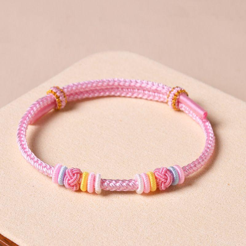 

Детский ремешок для переноски Готовое изделие Носимый Золотой Амулет Узел с ямочкой Ручной работы Красная веревочка Браслет Pink pineapple knot 3mm11-13cm/3mm