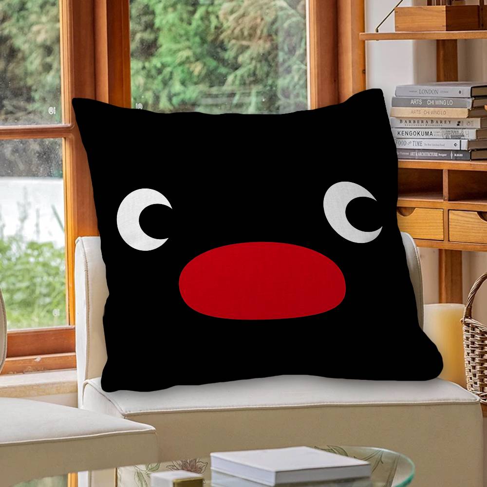 Cartoon Cute Pingu Penguin Anime Cushion Cover Inches Farmhouse Decor Home Throw Pillow Covers For Couch Decorations