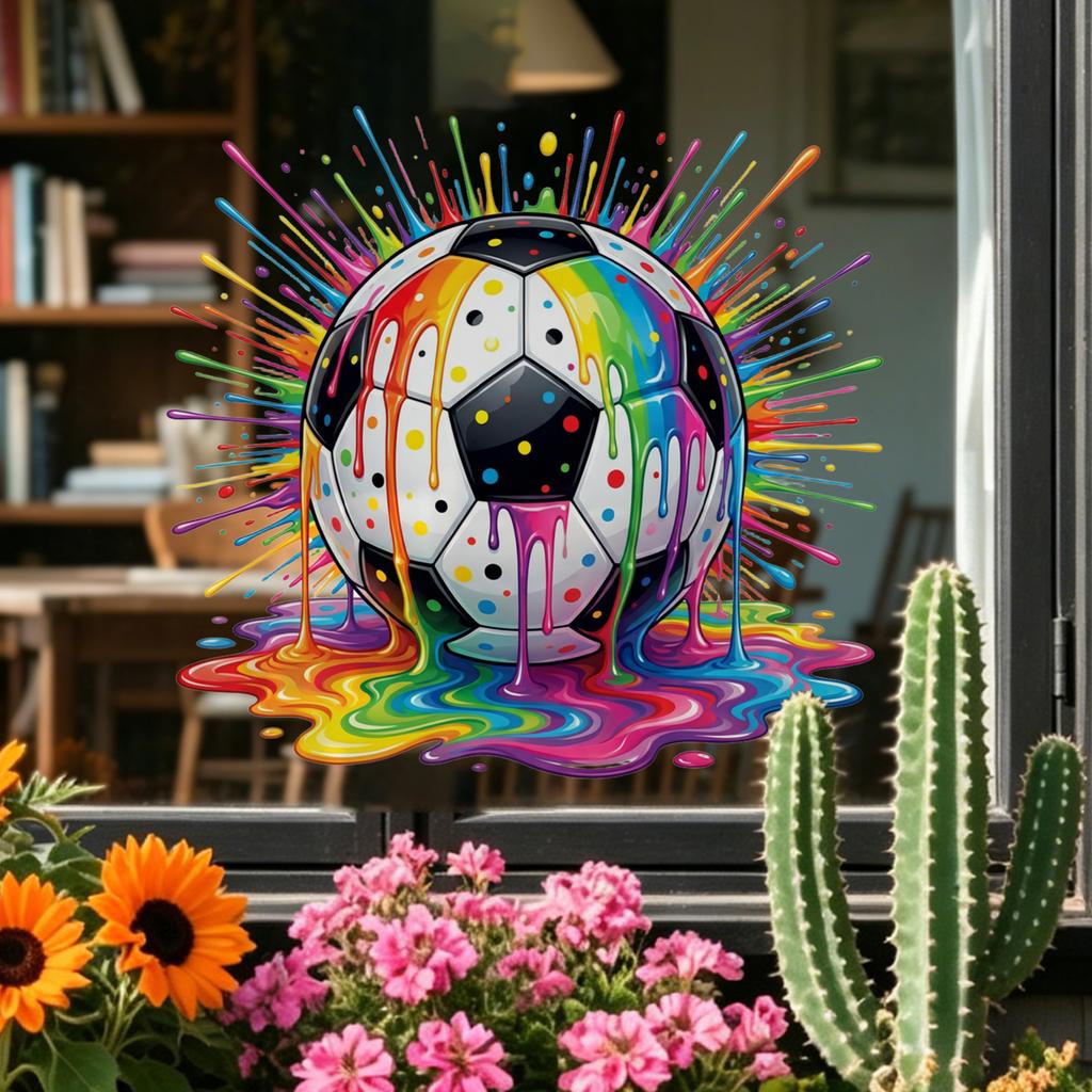Soccer Theme Wall Decal for Bedroom and Playroom with Splash Ink Design Removable Vinyl Sticker for Sports Party Decor