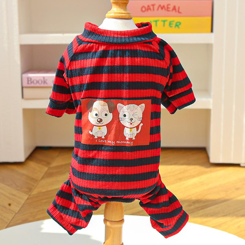 Autumn and winter loungewear four-legged two-legged pet clothes cat clothes couple dog clothes pajamas air-conditioning clothes