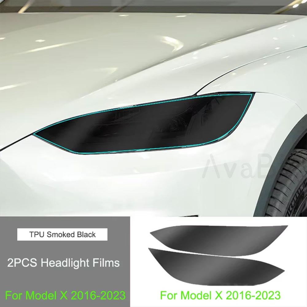 TPU Blackened Headlight Taillight Foglight Protective Film for Tesla Model X  For Model S 2024 Black Color Changing Films