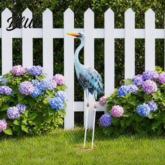 Durable Outdoor Yard Decoration Blue Heron Garden Statues, Metal Cranes Decor, Sculpture Windproof Statue Art, Bird Lawn Ornaments for Backyard