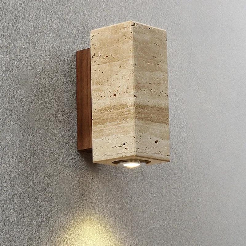 Moderne gelbe Marmor-Luster Wandlampen für Zimmer Nachttisch Wohnzimmer Dekor LED-Leuchten Travertin Treppe Flur Wandleuchte Haushaltsgerät