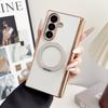 Plating Hinge Protect Magnetic Case for Samsung Galaxy Z Fold 4 5 6 7 8 Ultra Rotating Holder for Magsafe Wireless Charge Cover