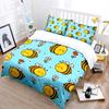3Pcs Cute Bees And Flower Pattern Bedding Set 1 Duvet Cover 2 Pillowcases For Adult And Children Luxury Gift Full Size