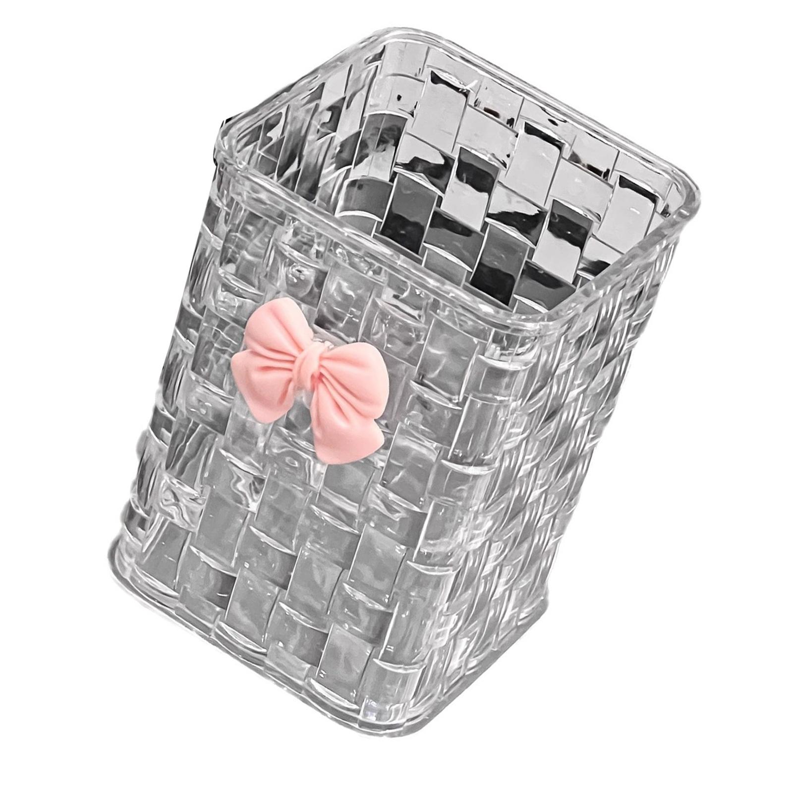 

Плетеный из ротанга текстурированный стакан для карандашей, настольные органайзеры для ручек, компактные настольные органайзеры для ручек, коробка для хранения кистей для макияжа