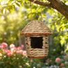 jijijing Grass Woven Bird House, Outdoor Rustic Birdhouse, Hanging Hummingbird Hut, Garden Roosting Pocket for Wrens Sparrows Finches Hummingbirds