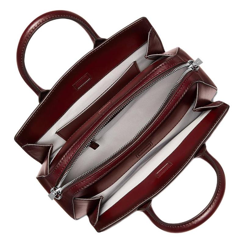 MICHAEL KORS Laila brand logo charm silver hardware polished cow split leather handbag small women's brown red