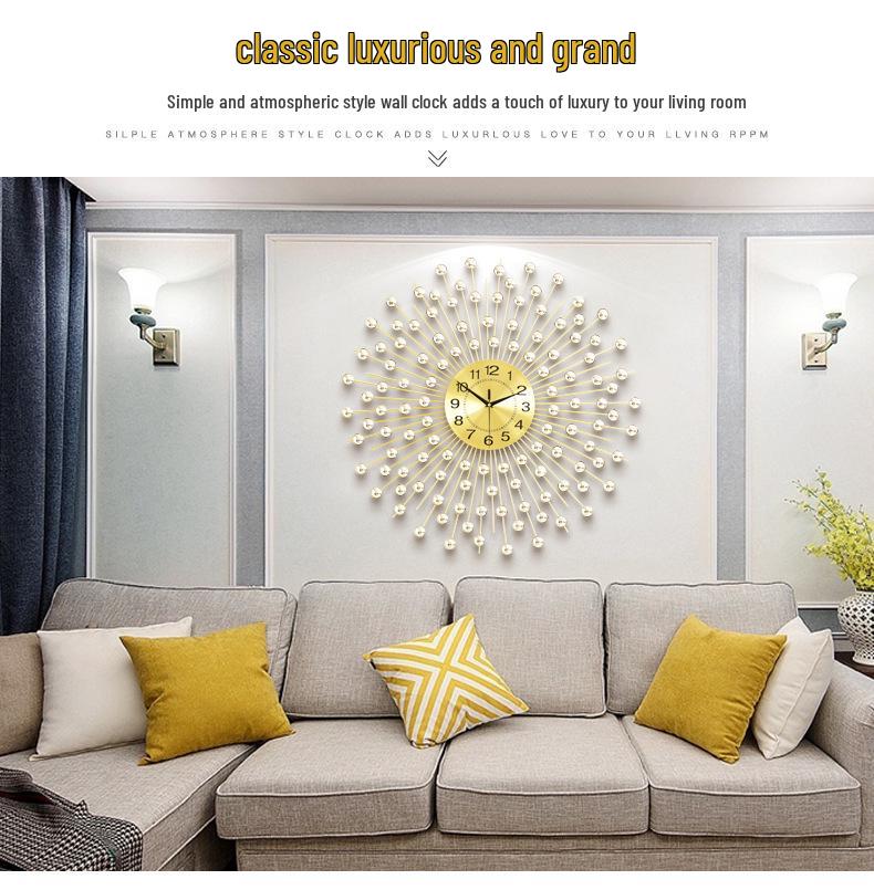 Trendy European Iron Art Living Room Wall Clock: Stylish Home Quartz Timepiece