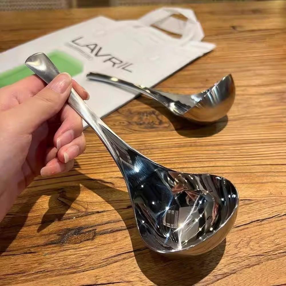 Minimalist Stainless Steel Stainless Steel Spoon Long Handle Thicken Hot Pot Scoops Durable Kitchen Spoon Kitchen Use