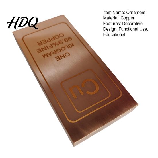 Solid Copper Collectible Bar Ornament High Purity Decorative Ingot Natural Decor Table Display Art