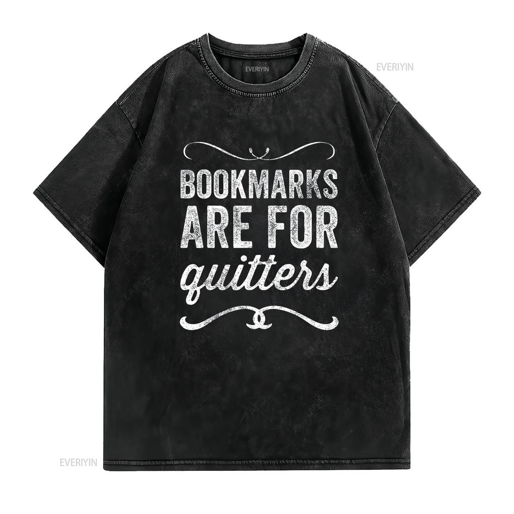 Bookmarks Are For Quitters Funny Bookworm T Shirt Trendy Women s Tops Cute  with Fun Print vintage Washed Soft
