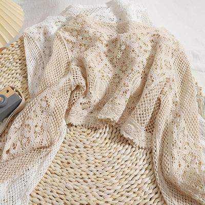 Bohemian Crochet Hollow Out Long Sleeve Cover-Up: Trendy, Versatile Women's Holiday Blouse Top