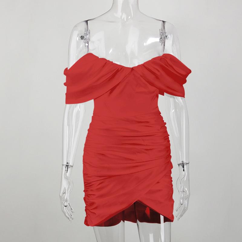 WTEMPO Off Shoulder Backless White Black Dresses Women Summer Pink Strapless Bodycon Night Club Party Mini Dress