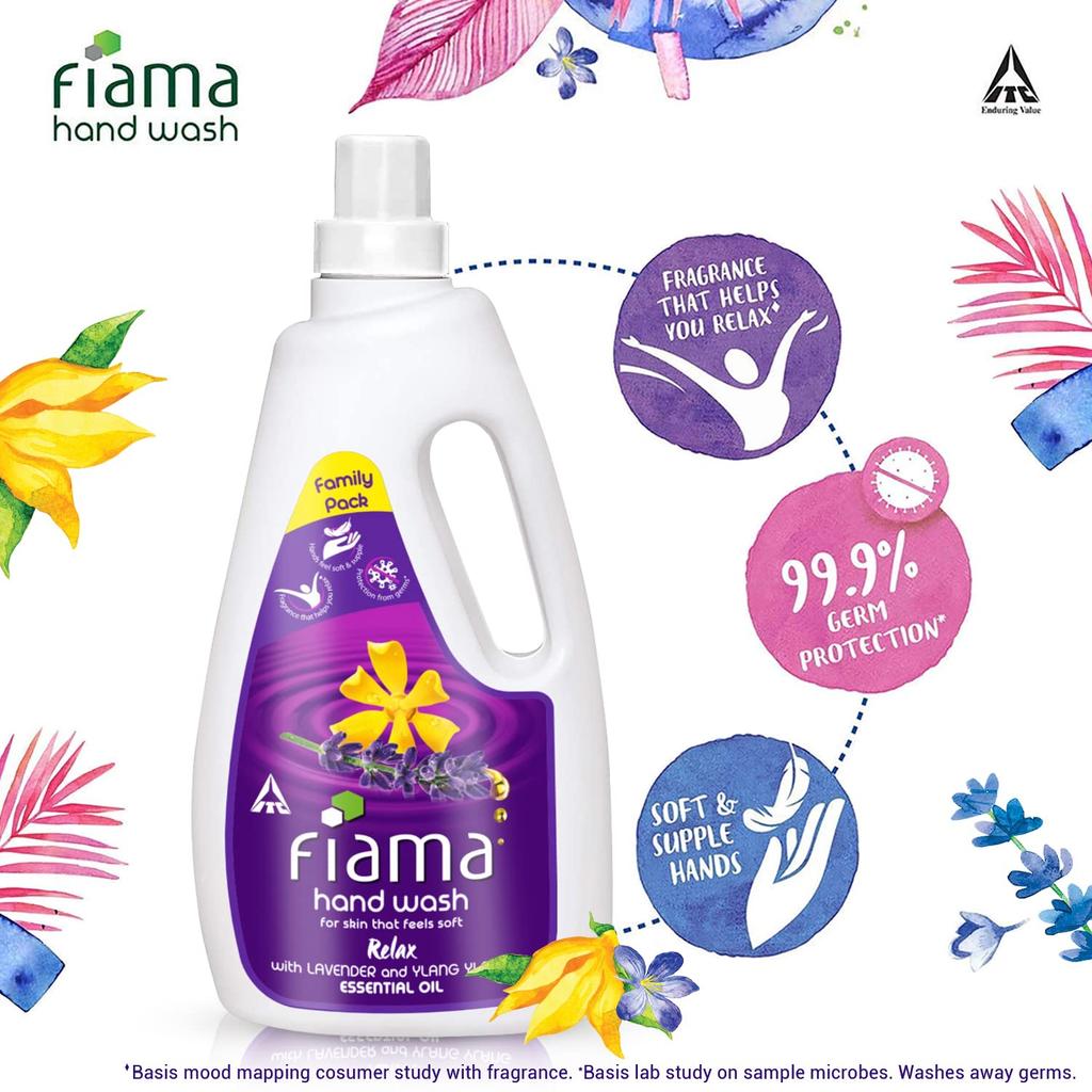 Fiama Relax Hand Wash 1000ml Refill Pack Lavender Ylang Ylang Soft Supple Hands Fragrant Handwash