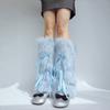 Women’s Fuzzy Leg Covers Adjustable Bows Tie Detail Costume Long Leg Socks Thermal Insulation Indoor Outdoor Activity