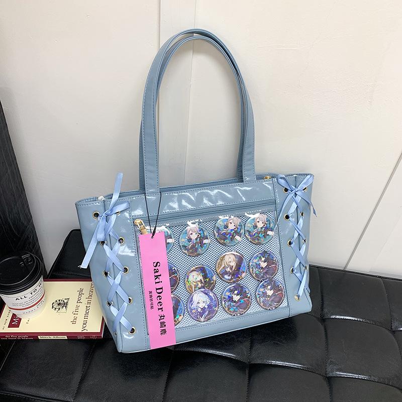 Japanese Anime Bag Bow Tie Ribbon Large Capacity Shoulder Bag Large Capacity Tote Bag