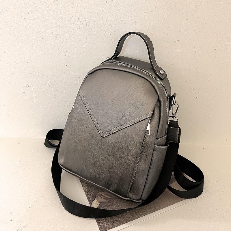 New fashion pu women's backpack college style large capacity simple trendy versatile casual backpack