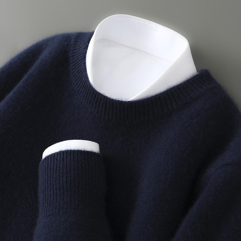 

Men s 100% Pure Wool Thick Cashmere Pullover Sweater - Half-High Collar, Loose Fit for Autumn/Winter. XL [140-160 jin]