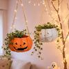 Plastic Pumpkin Hanging Planter Creative Small Halloween Flower Pot Succulents Decorative Swing Pumpkin Plant Basket