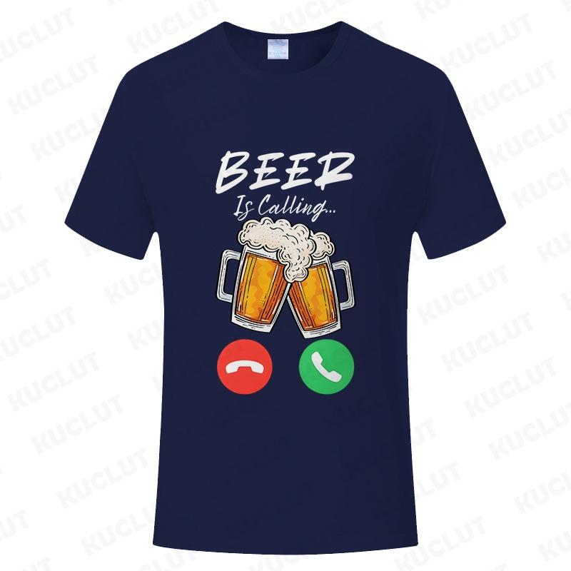 

Beer Is Calling T-Shirt for Men, Funny Phone Call Beer Mug Graphic Tee, Summer Short Sleeve Y2k Tops, Gift for Drinking Lovers 4XL