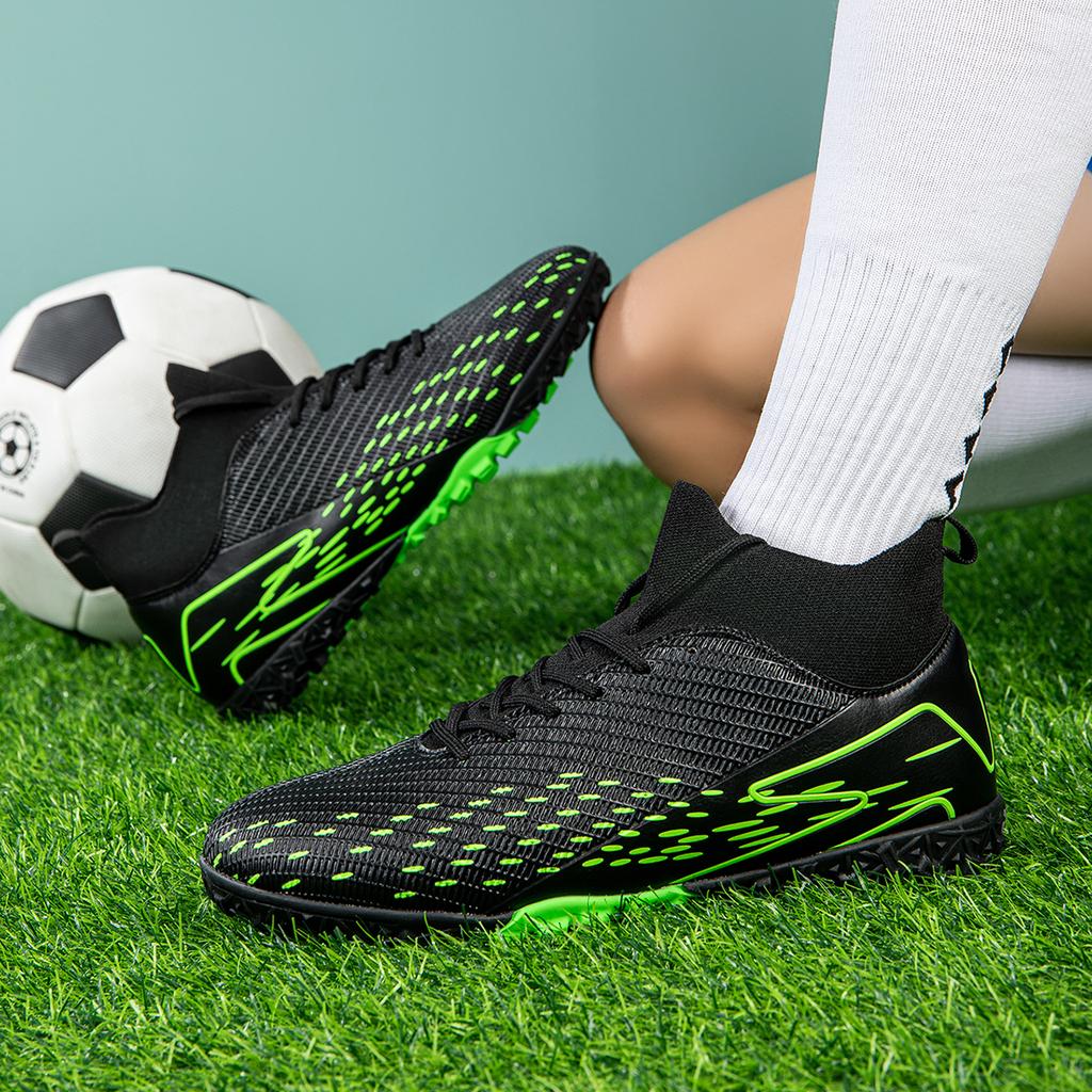 Men Soccer Shoes Short Nails Outdoor Training New High Help Ankle Protection Original Society Professional Football Field Boots