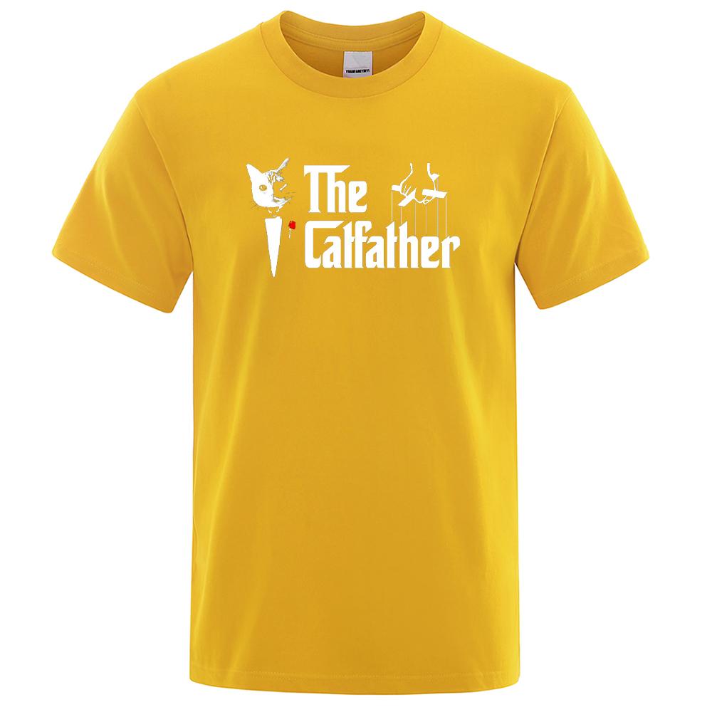 The Catfather Cat Cool Printing Man Tshirt Casual Comfortable T-Shirt Fashion Vintage Tee Shirts Oversized Casual T Shirts Men's